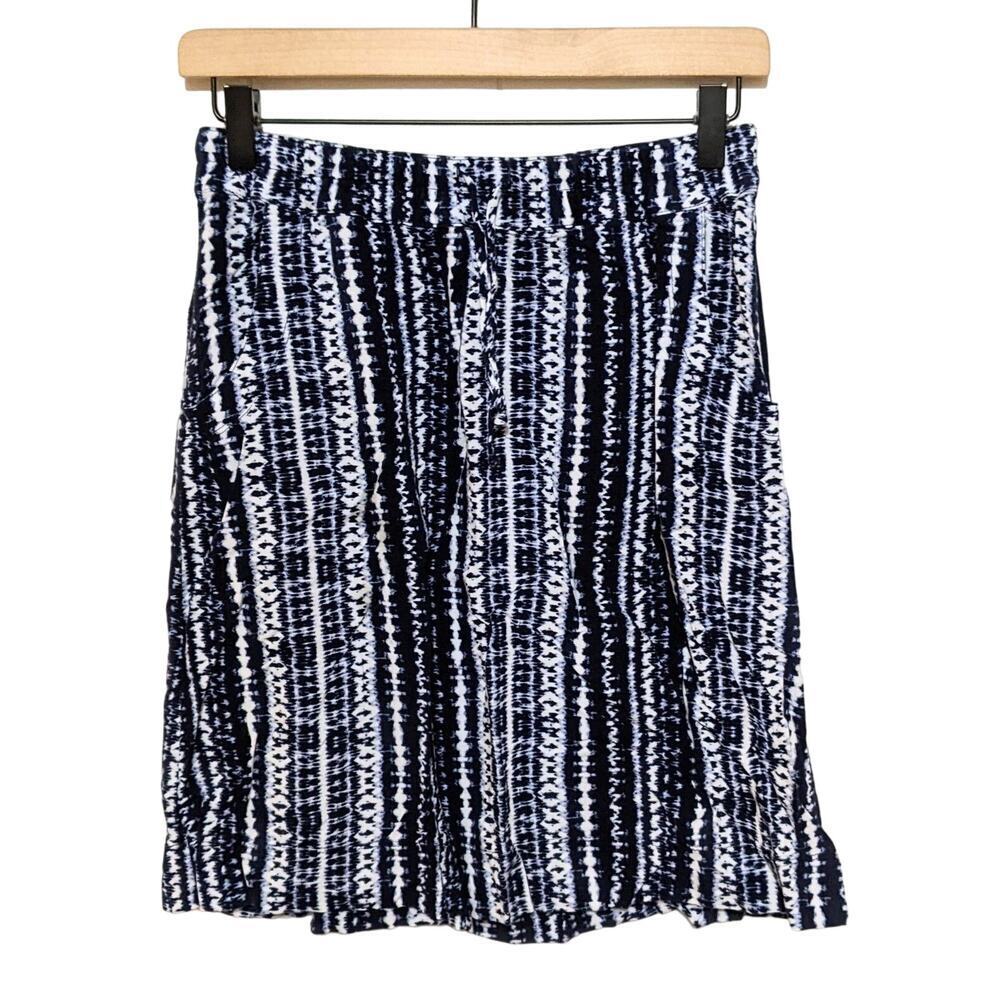 Eddie Bauer Skirt Womens XS Blue Abstract Print Pull On Elastic Waist Drawstring